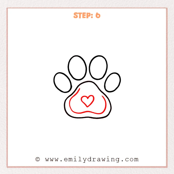 how to draw a dog paw - Step 6